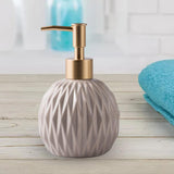 Maxbell Ceramic Soap Dispenser Reusable Elegent for Home Hotel Supply Shower Shampoo Beige