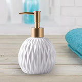 Maxbell Ceramic Soap Dispenser Reusable Elegent for Home Hotel Supply Shower Shampoo White