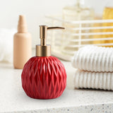 Maxbell Ceramic Soap Dispenser Reusable Elegent for Home Hotel Supply Shower Shampoo Red