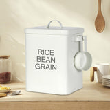 Maxbell Flour Storage Bucket and Measuring Scoop Rice Bucket for beans Cereal White