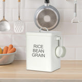 Maxbell Flour Storage Bucket and Measuring Scoop Rice Bucket for beans Cereal White