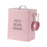 Maxbell Flour Storage Bucket and Measuring Scoop Rice Bucket for beans Cereal Pink