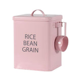 Maxbell Flour Storage Bucket and Measuring Scoop Rice Bucket for beans Cereal Pink