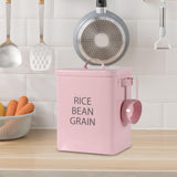 Maxbell Flour Storage Bucket and Measuring Scoop Rice Bucket for beans Cereal Pink