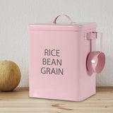 Maxbell Flour Storage Bucket and Measuring Scoop Rice Bucket for beans Cereal Pink