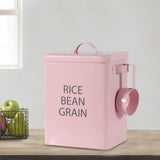 Maxbell Flour Storage Bucket and Measuring Scoop Rice Bucket for beans Cereal Pink