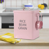 Maxbell Flour Storage Bucket and Measuring Scoop Rice Bucket for beans Cereal Pink