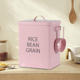 Maxbell Flour Storage Bucket and Measuring Scoop Rice Bucket for beans Cereal Pink