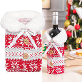 Maxbell Flannel Christmas Wine Sleeve Christmas Wine Bags for Dinner Home Ornaments Snowflake