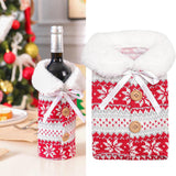 Maxbell Flannel Christmas Wine Sleeve Christmas Wine Bags for Dinner Home Ornaments Snowflake