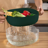 Maxbell Kitchen Colanders Bowl with Handle Sturdy Large Capacity for Cleaning Dark Green
