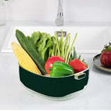 Maxbell Kitchen Colanders Bowl with Handle Sturdy Large Capacity for Cleaning Dark Green