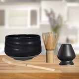 Maxbell Japanese Matcha Whisk Holder Matcha Scoop Ceramics Matcha Whisk Holder black