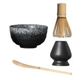 Maxbell Ceramic Matcha Set Traditional Tea Ceremony Whisk Holder for Home Tea House Gray and Black