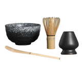 Maxbell Ceramic Matcha Set Traditional Tea Ceremony Whisk Holder for Home Tea House Gray and Black