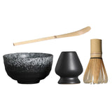 Maxbell Ceramic Matcha Set Traditional Tea Ceremony Whisk Holder for Home Tea House Gray and Black