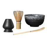 Maxbell Ceramic Matcha Set Traditional Tea Ceremony Whisk Holder for Home Tea House Gray and Black
