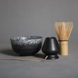 Maxbell Ceramic Matcha Set Traditional Tea Ceremony Whisk Holder for Home Tea House Gray and Black