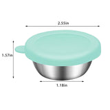 Maxbell Reusable Condiment Cup with Lids Stainless Steel for Kids Lunch Box Picnic Blue