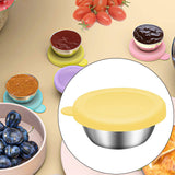 Maxbell Reusable Condiment Cup with Lids Stainless Steel for Kids Lunch Box Picnic Yellow