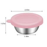 Maxbell Reusable Condiment Cup with Lids Stainless Steel for Kids Lunch Box Picnic Pink