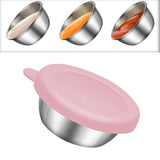 Maxbell Reusable Condiment Cup with Lids Stainless Steel for Kids Lunch Box Picnic Pink
