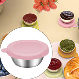 Maxbell Reusable Condiment Cup with Lids Stainless Steel for Kids Lunch Box Picnic Pink
