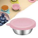 Maxbell Reusable Condiment Cup with Lids Stainless Steel for Kids Lunch Box Picnic Pink