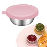 Maxbell Reusable Condiment Cup with Lids Stainless Steel for Kids Lunch Box Picnic Pink