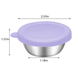 Maxbell Reusable Condiment Cup with Lids Stainless Steel for Kids Lunch Box Picnic Purple