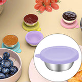 Maxbell Reusable Condiment Cup with Lids Stainless Steel for Kids Lunch Box Picnic Purple