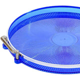 Maxbell Portable Vanity Tray Display Serving Tray with Handle for Desktop Decor Blue