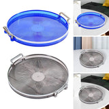 Maxbell Portable Vanity Tray Display Serving Tray with Handle for Desktop Decor Blue