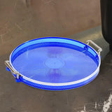 Maxbell Portable Vanity Tray Display Serving Tray with Handle for Desktop Decor Blue