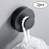 Maxbell 2x Aluminum Alloy Suction Cup Hooks Decorative for Restroom Pantry Office Black