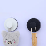 Maxbell 2x Aluminum Alloy Suction Cup Hooks Decorative for Restroom Pantry Office Black