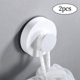 Maxbell 2x Aluminum Alloy Suction Cup Hooks Decorative for Restroom Pantry Office White