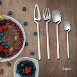 Maxbell 24x Stainless Steel Cutlery Set Kitchen Utensil Bar Tool for Silver