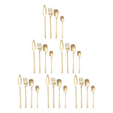 Maxbell 24x Stainless Steel Cutlery Set Kitchen Utensil Bar Tool for Golden