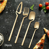 Maxbell 24x Stainless Steel Cutlery Set Kitchen Utensil Bar Tool for Golden