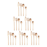 Maxbell 24x Stainless Steel Cutlery Set Kitchen Utensil Bar Tool for Pink Golden