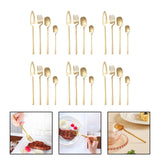 Maxbell 24x Stainless Steel Cutlery Set Kitchen Utensil Bar Tool for Pink Golden