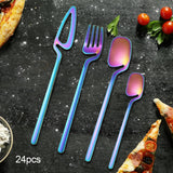 Maxbell 24x Stainless Steel Cutlery Set Kitchen Utensil Bar Tool for Colorful