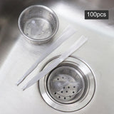 Maxbell 100Pcs Sink Strainer Mesh for Collecting Kitchen Food Waste Leftover Garbage Coarse Mesh