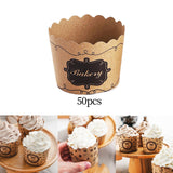 Maxbell 50Pcs Baking Cups Baking Tools Decoration for Restaurant Dessert Shop Style A