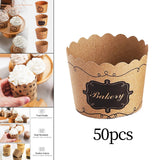 Maxbell 50Pcs Baking Cups Baking Tools Decoration for Restaurant Dessert Shop Style A