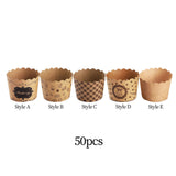Maxbell 50Pcs Baking Cups Baking Tools Decoration for Restaurant Dessert Shop Style A