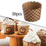 Maxbell 50Pcs Baking Cups Baking Tools Decoration for Restaurant Dessert Shop Style E