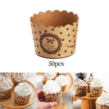 Maxbell 50Pcs Baking Cups Baking Tools Decoration for Restaurant Dessert Shop Style H