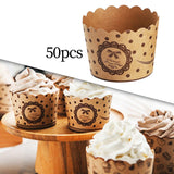Maxbell 50Pcs Baking Cups Baking Tools Decoration for Restaurant Dessert Shop Style H